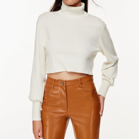 Aritzia Wilfred Rebecca merino wool cropped turtleneck sweater in Oak - XS - Picture 2 of 3